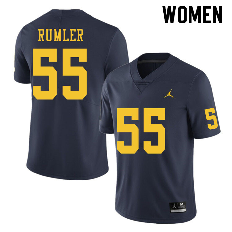 Women #55 Nolan Rumler Michigan Wolverines College Football Jerseys Sale-Navy